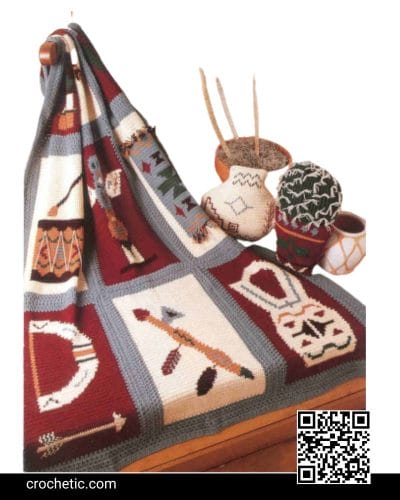 Native American Afghan & Pillows - Crochet Blanket