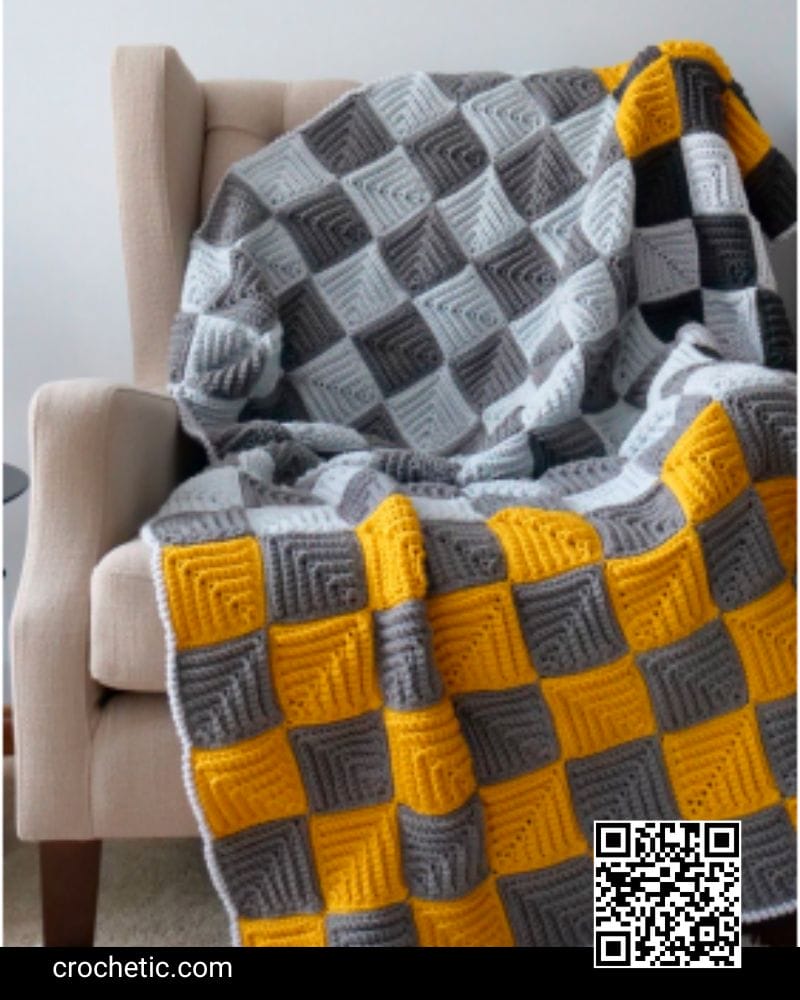 Mitered Checkerboard Afghan - Crochet Pattern