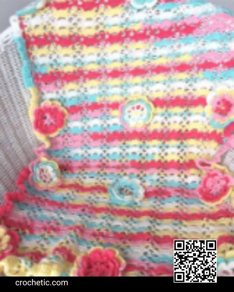 Baby Blanket with Flowers - Crochet Pattern