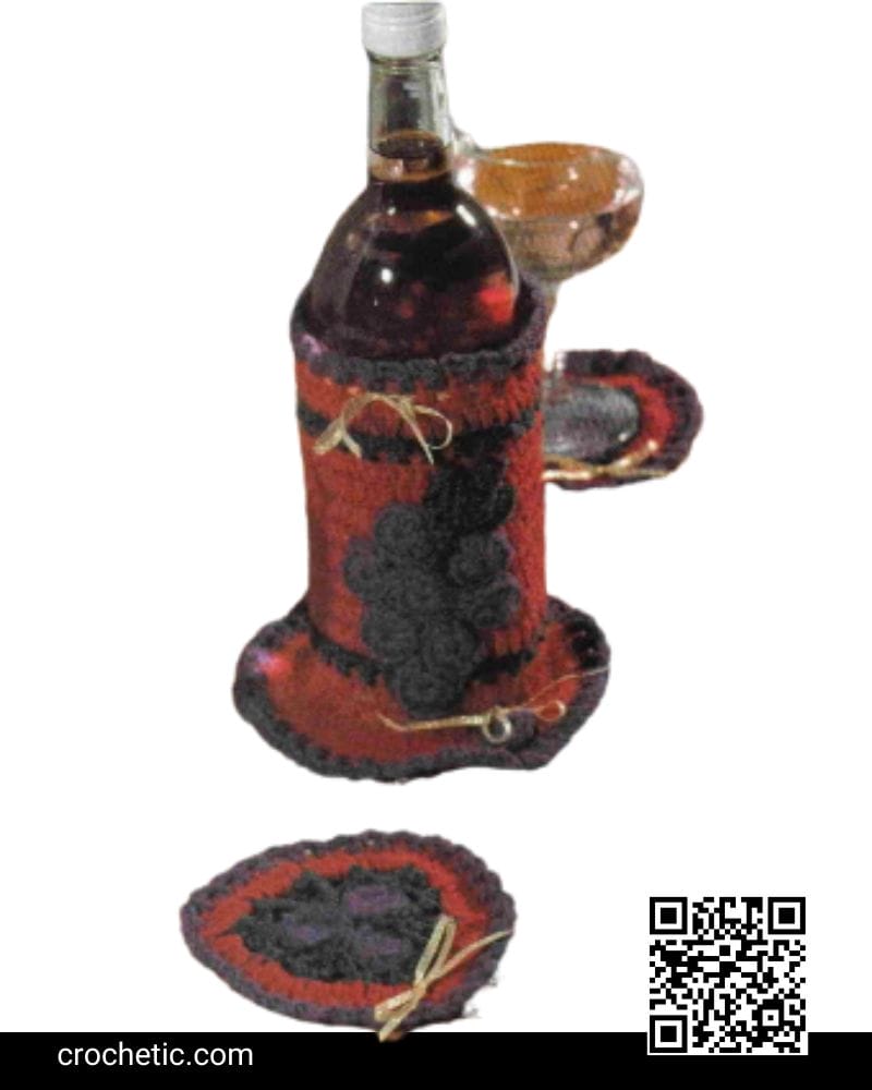 Vineyard Wine Caddy & Coasters - Crochet Pattern