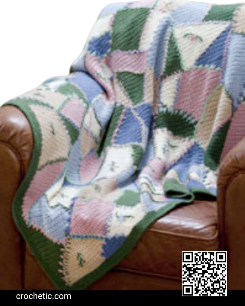Embroidered Crazy Quilt Afghan - Crochet Pattern
