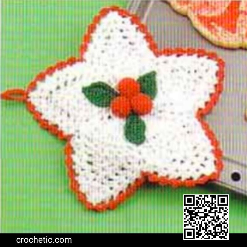 Christmas Holly Berry Pot Holder - Crochet Pattern