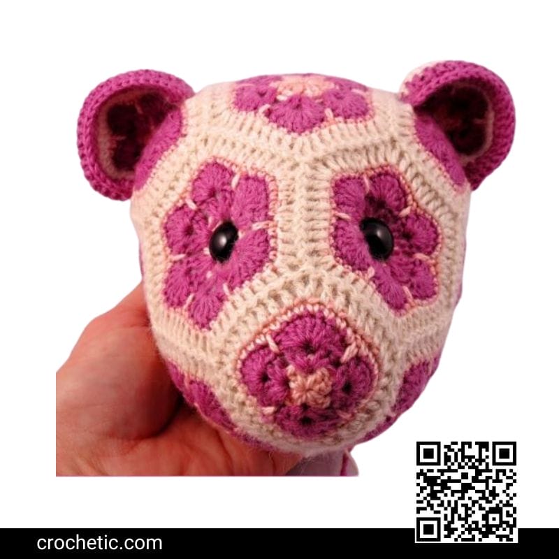 African Flower Bear Head - Crochet Pattern