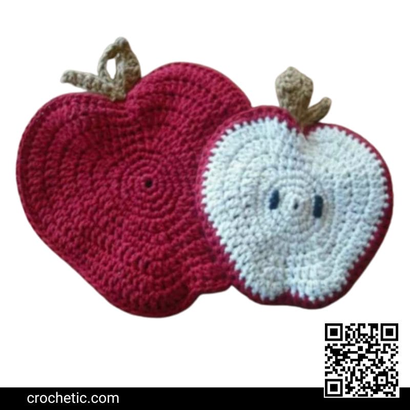Apple Potholder- Crochet Pattern