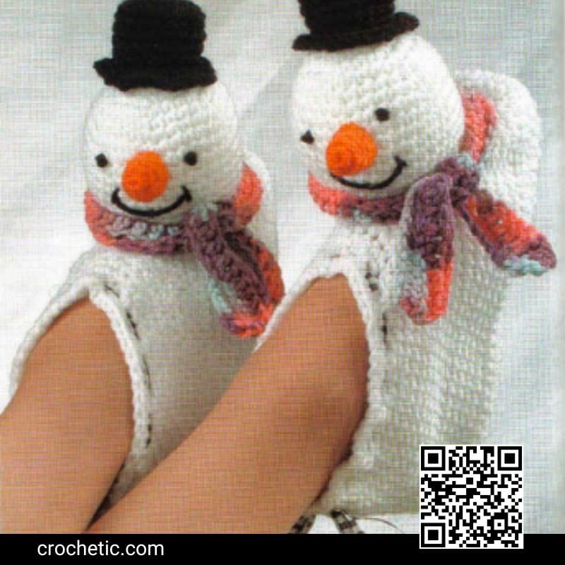 Snowmen Slippers - Crochet Pattern