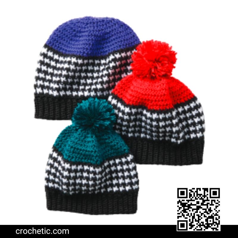 Houndstooth Bright Hat - Crochet Pattern