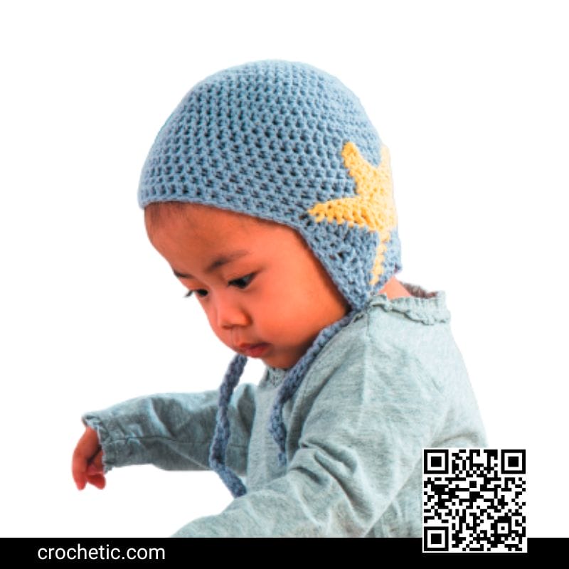 Star Baby Earflap Hat - Crochet Pattern