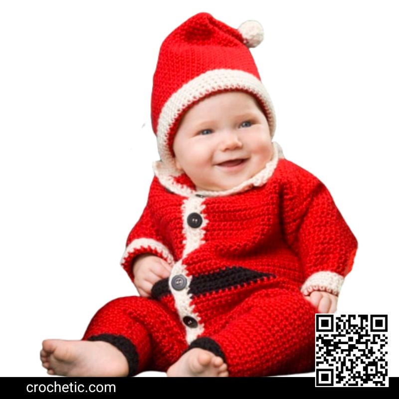Infant Santa Suit & Hat - Crochet Pattern
