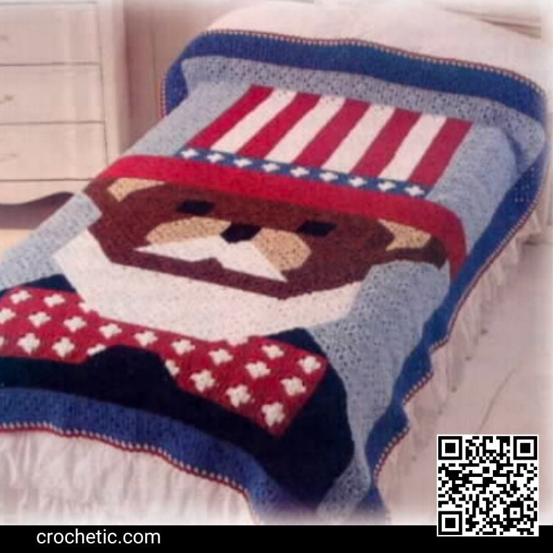 July Bearly Uncle Sam Quilt Afghans - Crochet Pattern