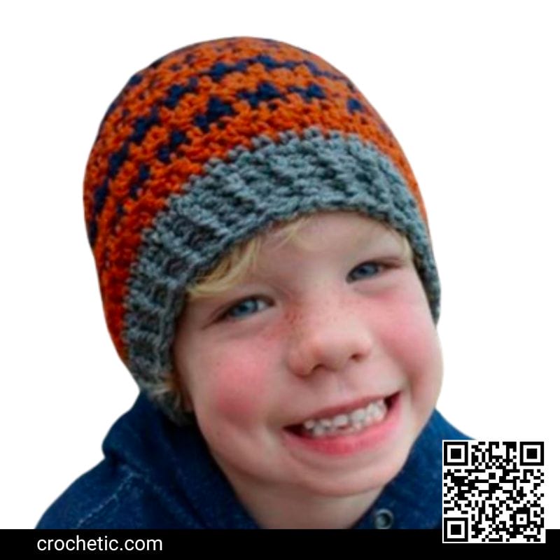 One for the Boys Hounds Tooth Check Slouch Hat - Crochet Pattern