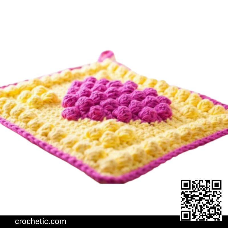 Bobble Heart Crochet Potholder- Crochet Pattern