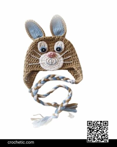 Bunny Rabbit Earflap Hat - Crochet Pattern