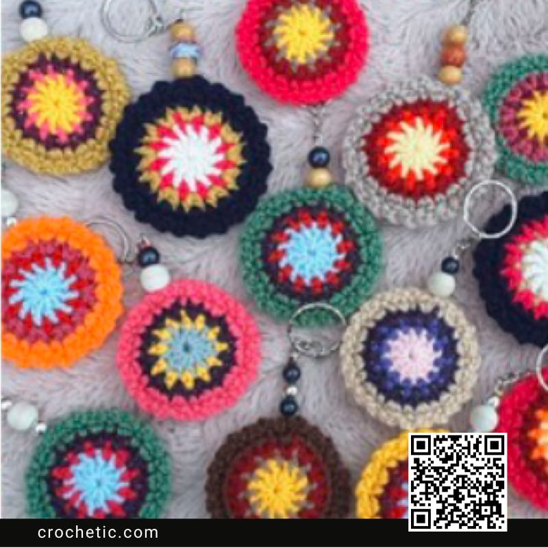 Festival Mandala Keychain - Crochet Pattern