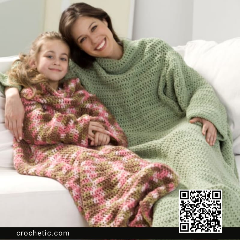 Crochet Snuggle UpThrow with Sleeves - Crochet Pattern