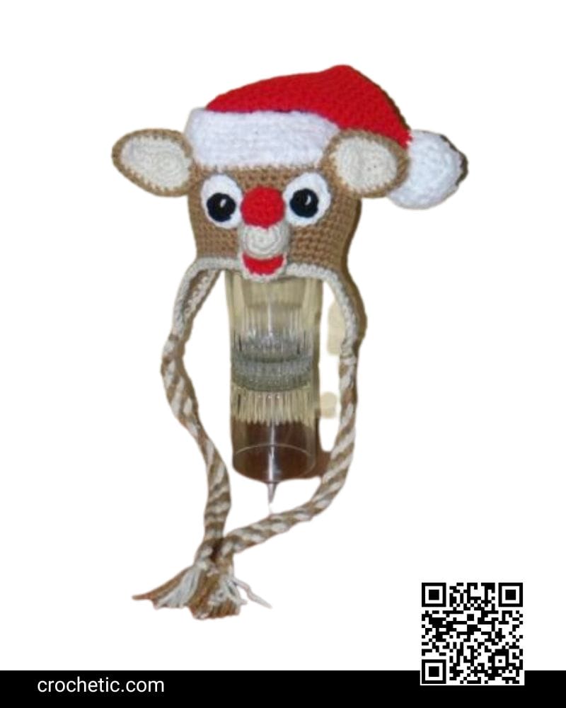 Christmas Reindeer Earflap Hat - Crochet Pattern
