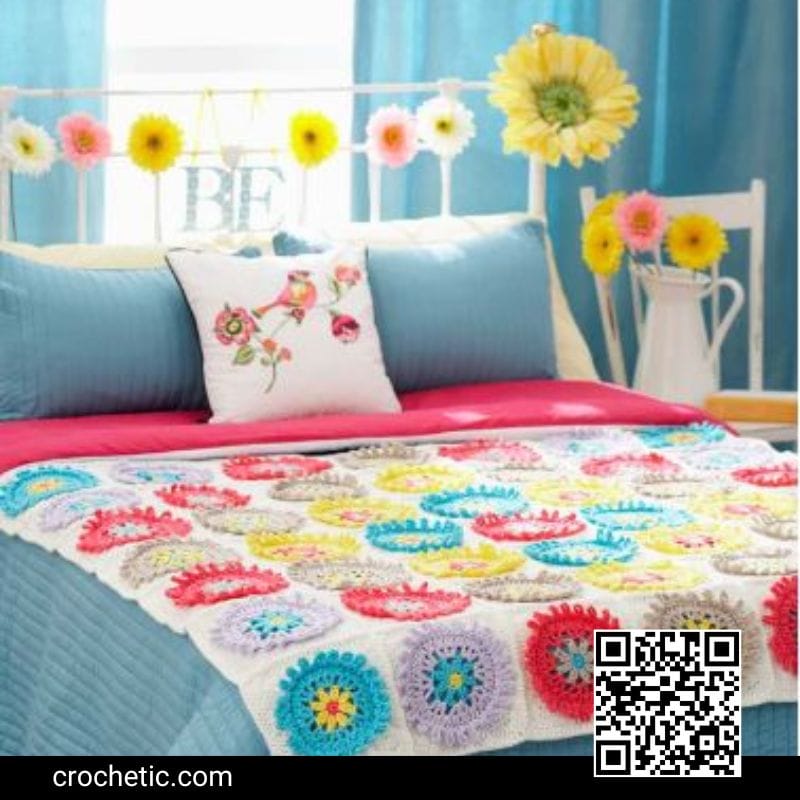 Colorful Cogs Afghan and Pillow - Crochet Pattern