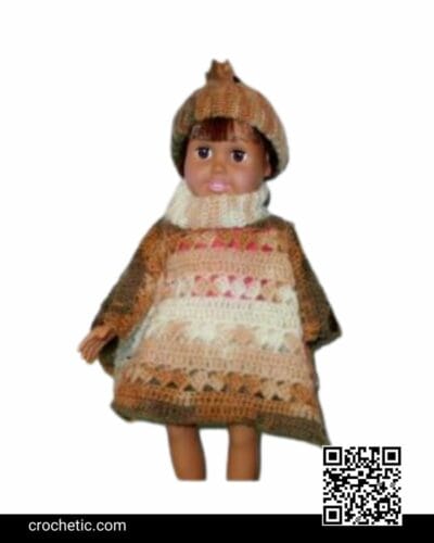 Doll Poncho and Hat - Crochet Pattern