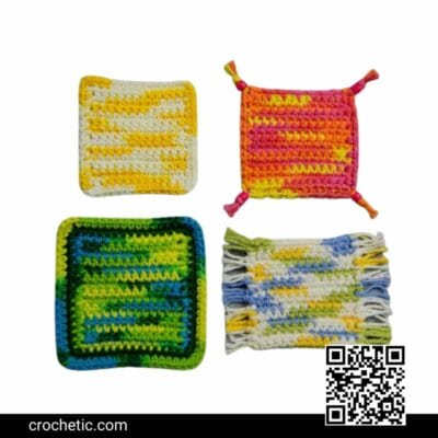 Easy Beginner Coasters 4 Ways - Crochet Pattern