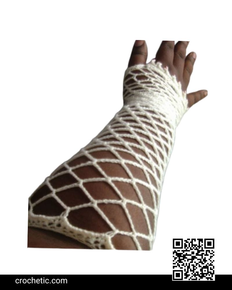 Fishnet Lace Fingerless Gloves - Crochet Pattern