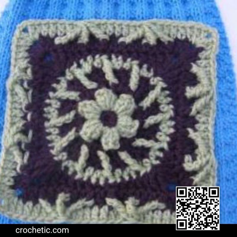 Flower and Trebles Square - Crochet Pattern