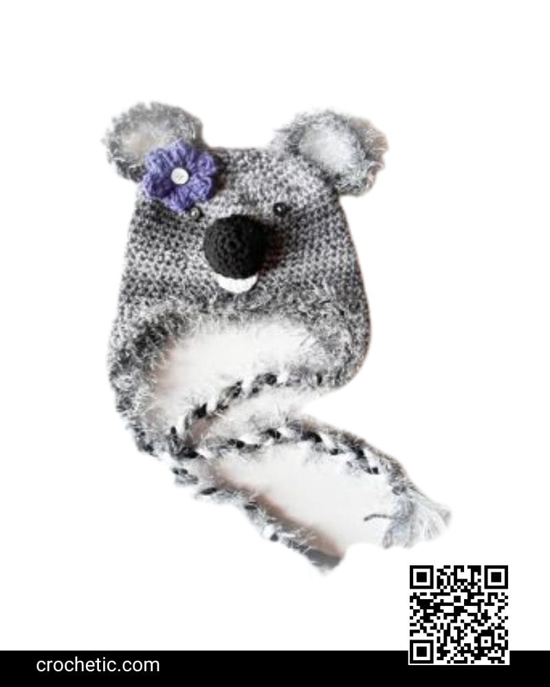 Koala Bear Earflap Hat - Crochet Pattern