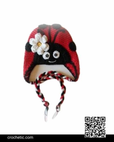 Lady Bug Earflap Hat - Crochet Pattern
