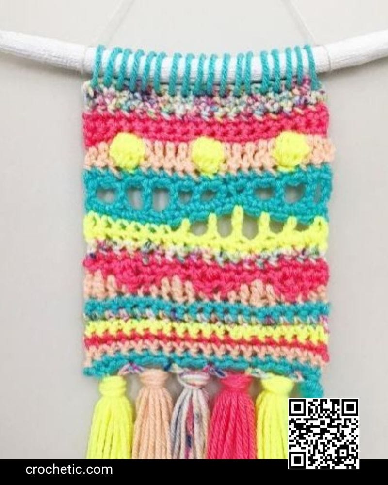 Neon Waves Mini Wall Hanging - Crochet Pattern