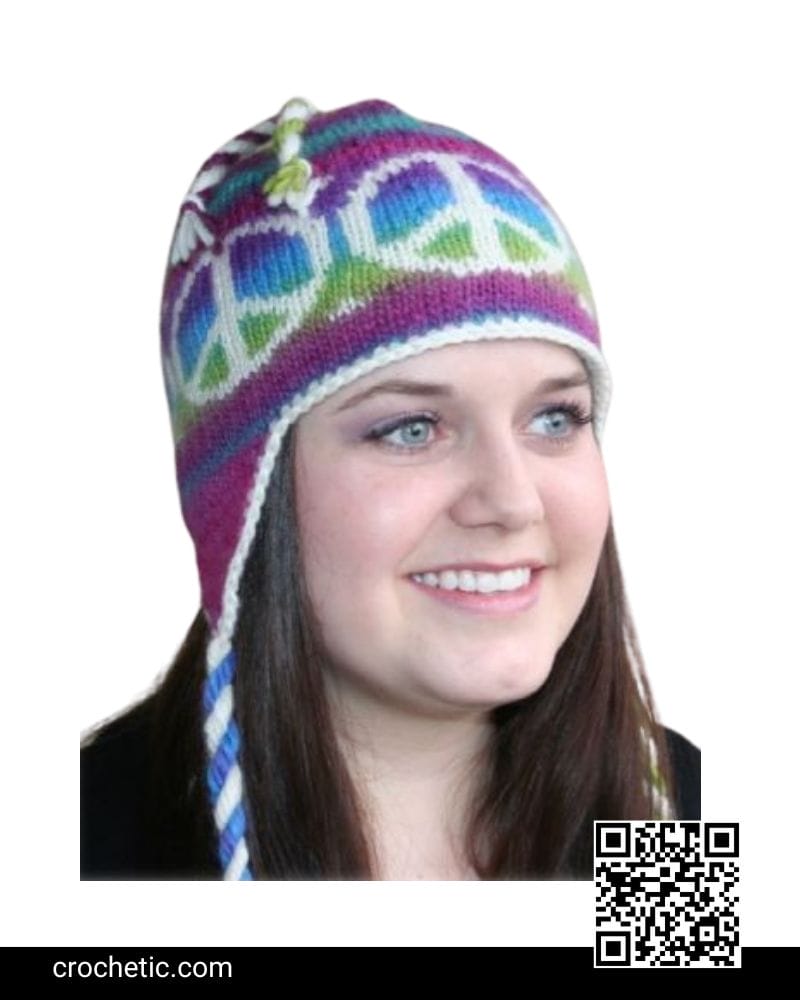 Peace Out Earflap Hat - Crochet Pattern