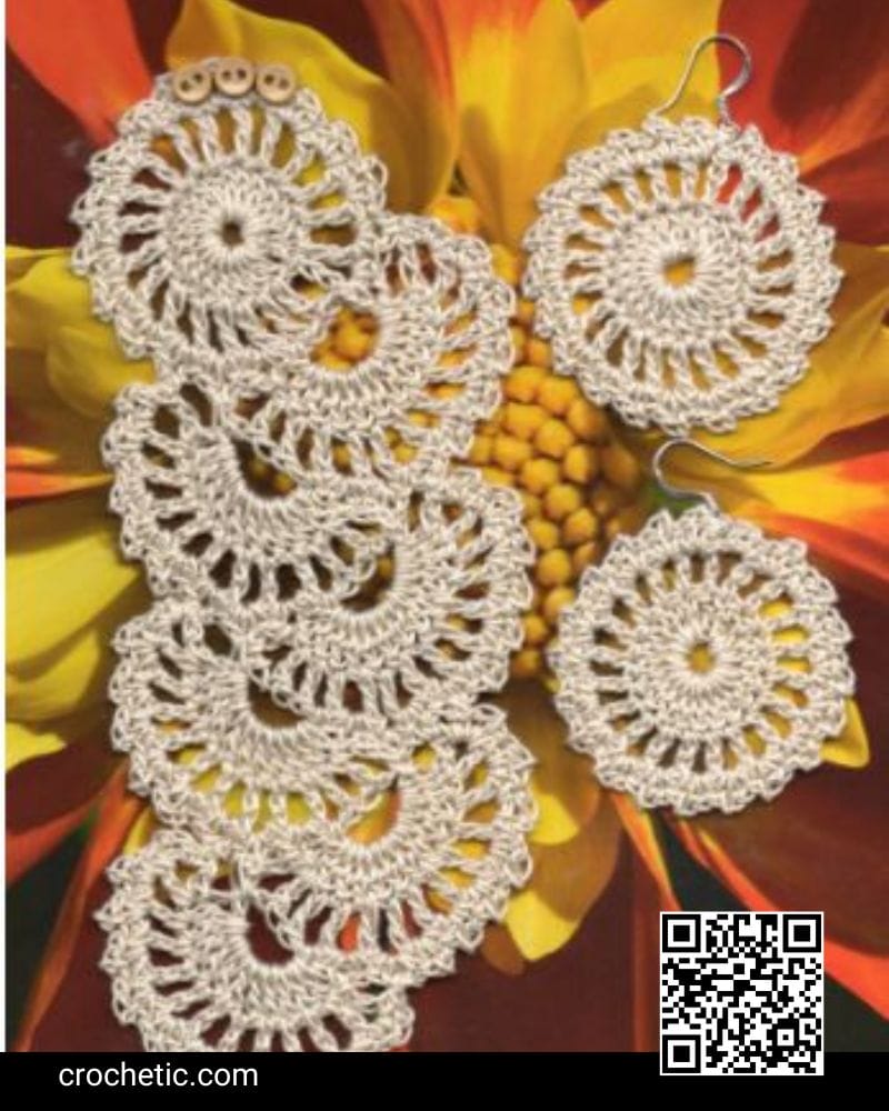 Queen Ann's Lace Bracelet and Earring Set - Crochet Pattern