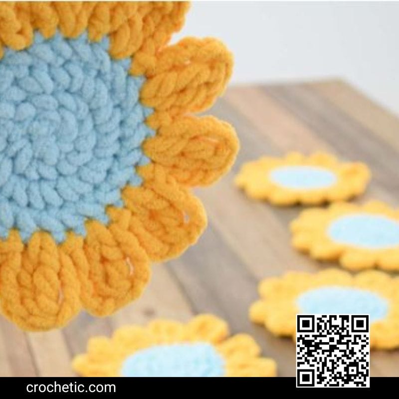 Sunflower Power Coasters - Crochet Pattern