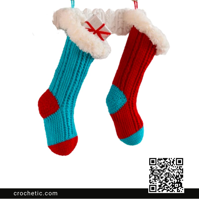 Fur Top Holiday Stockings - Crochet Pattern