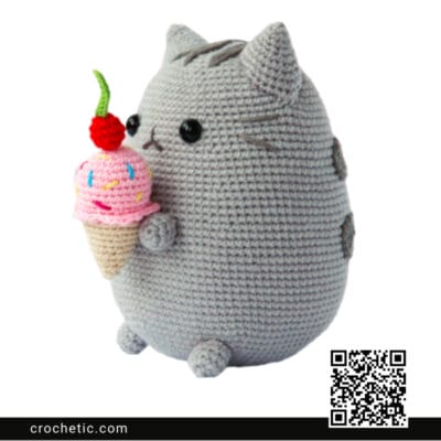 Pusheen Cat with Ice Cream - Crochet Pattern