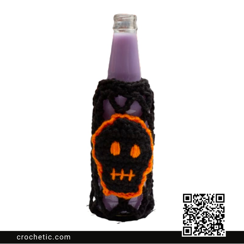 Skull Halloween Bottle Cozy - Crochet Pattern