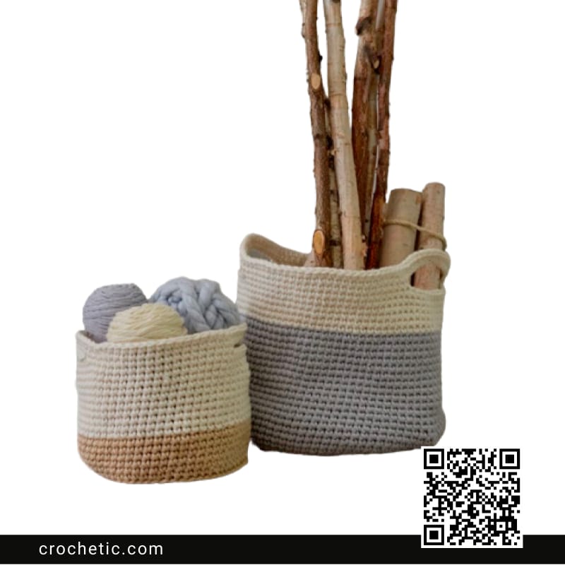 Charming Colorblock Baskets - Crochet Pattern