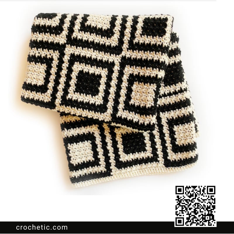 Griddle Stitch Inverse Squares Crochet Blanket - Crochet Pattern