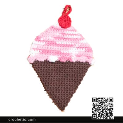 Ice Cream Cone Dishcloth - Crochet Pattern