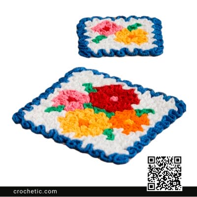 May Flowers Hot Pad & Coaster Set - Crochet Pattern