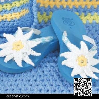 Flip Flops With Daisies - Crochet Pattern
