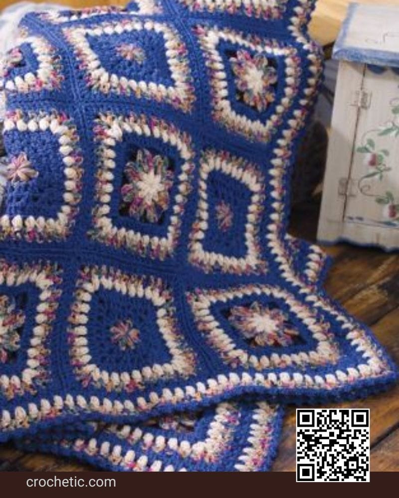 Floral Squares Throw - Crochet Pattern