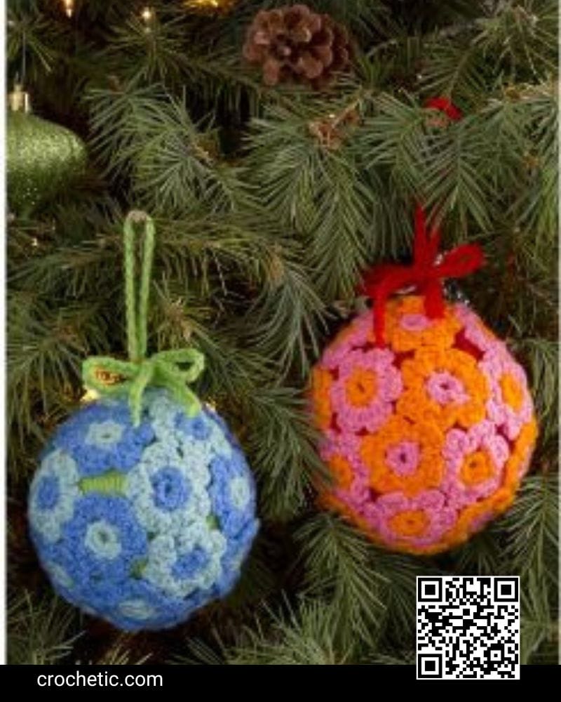 Flower Ball Ornament - Crochet Pattern