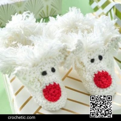 Happy Kids Reindeer Slippers - Crochet Pattern