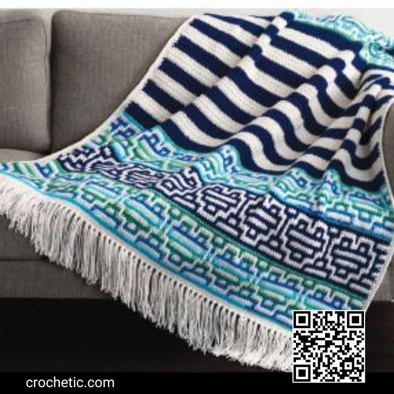 Hearty Stripes Mosaic Blanket - Crochet Pattern