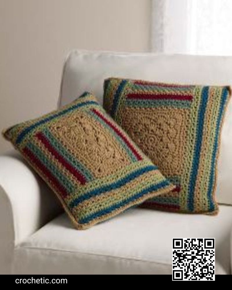 Log Cabin Variations Pillows - Crochet Pattern