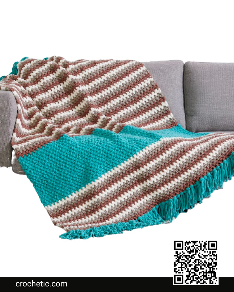 Color Block Stripes Crochet Blanket - Crochet Pattern