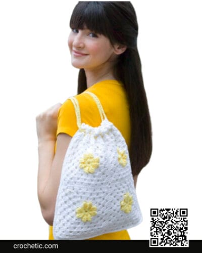 Daisy Drawstring Bag - Crochet Pattern