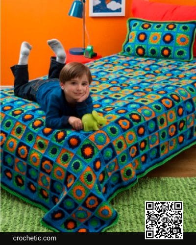 Kids Twin Bed Afghan & Pillow - Crochet Pattern