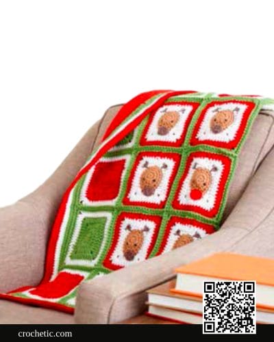 Crochet Reindeer Christmas Blanket - Crochet Pattern