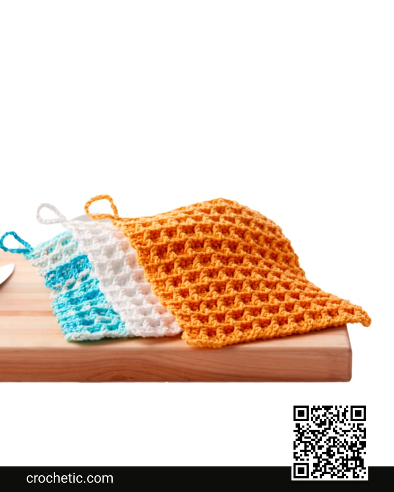 Crochet Waffle Stitch Dishcloth - Crochet Pattern