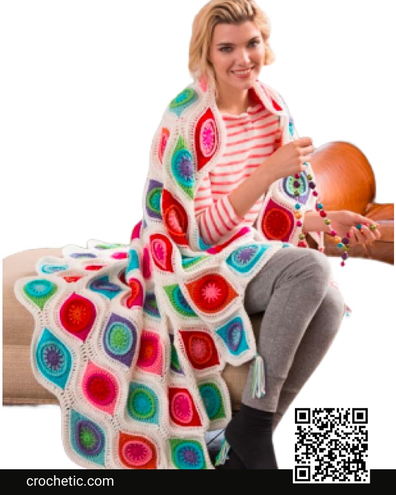 Retro Crochet Ornament Throw - Crochet Pattern