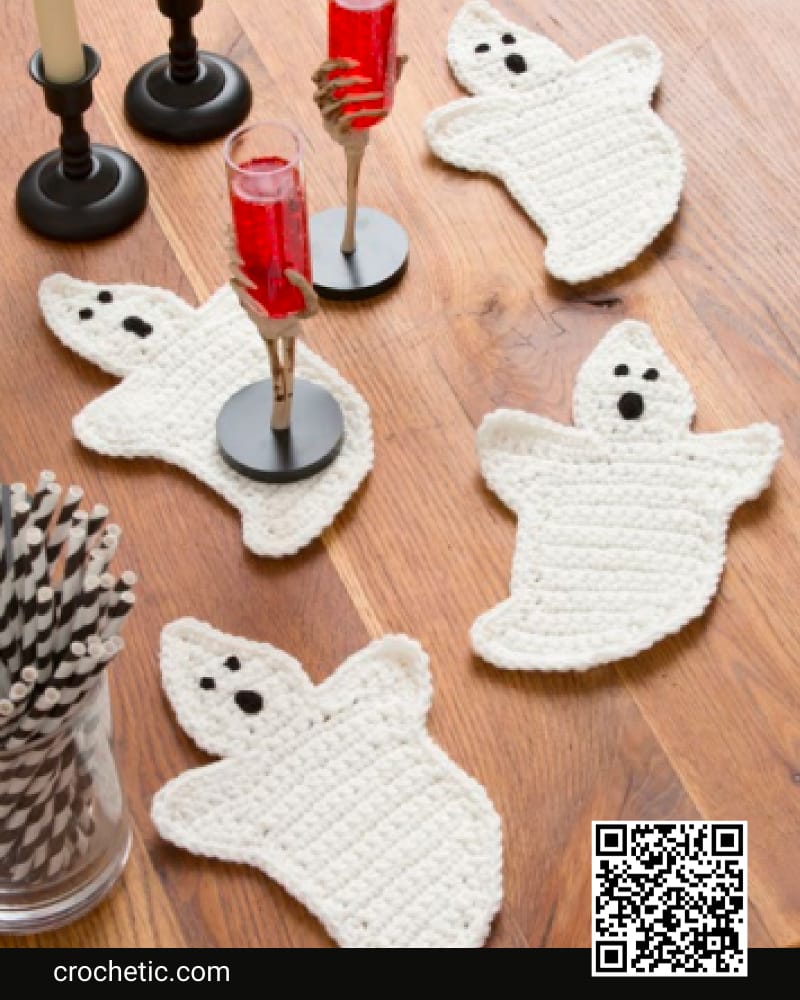 Crochet Ghost Coasters - Crochet Pattern